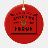 Hingham Massachusettsへのクリスマス セラミックオーナメント (裏面)