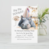 Hip Hip Hooray Hippo Birthday 招待状 (スタンド正面)
