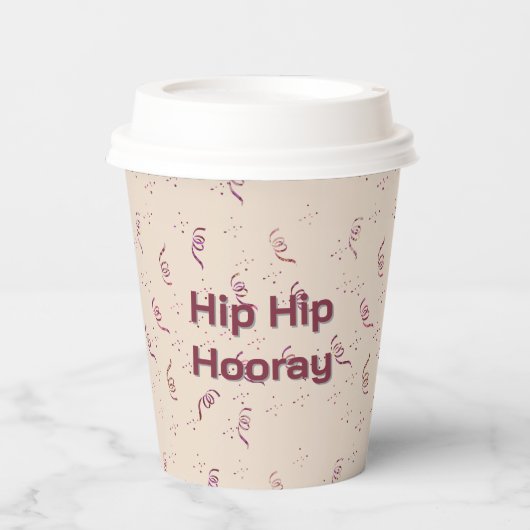 Hip Hip Hooray Ribbon and Confetti Birthday 紙コップ (正面)