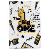 Hip Hop 1st Birthday | The Big ONE Black & Gold ミディアムペーパーバッグ (正面)