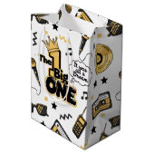 Hip Hop 1st Birthday | The Big ONE Black & Gold ミディアムペーパーバッグ (裏面アングル)