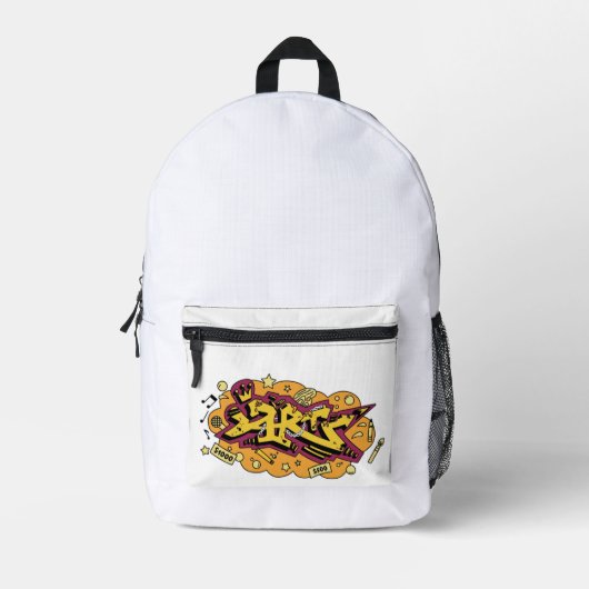 Hip Hop art graffiti backpack プリントバックパック (正面)