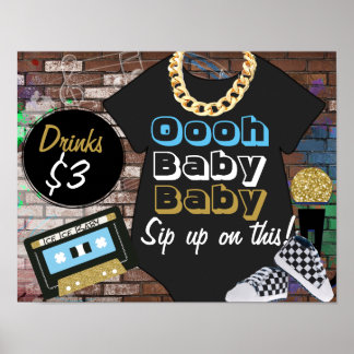 Hip Hop {BOY} Baby Shower-Oooh Baby Baby-Bar Sign ポスター