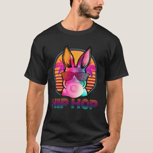 Hip Hop Bunny With Sunglasses Cute Easter  Rabbit  Tシャツ (正面)