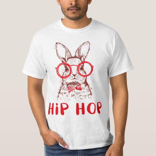 Hip Hop Easter Bunny Nerd Hipster Tee Gift Rabbit  Tシャツ (正面)