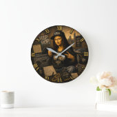 Hip Hop Funny Mona Lisa Urban Music Gift ラージ壁時計 (ホーム)