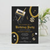 Hip Hop Gold Chain Cassette 80's 90's Birthday 招待状 (スタンド正面)