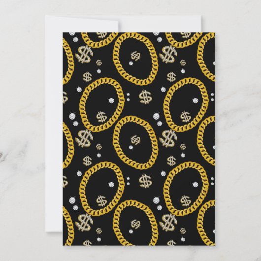Hip Hop Gold Chain Microphone 80's 90's Birthday 招待状 (裏面)