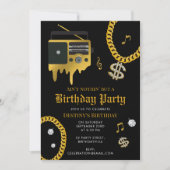 Hip Hop Gold Chain Radio 80's 90's Birthday 招待状 (正面)
