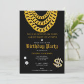 Hip Hop Gold Cuban Link Chain 90's Birthday Party 招待状 (スタンド正面)