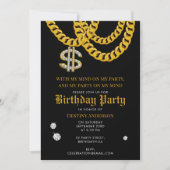 Hip Hop Gold Cuban Link Chain 90's Birthday Party 招待状 (正面)