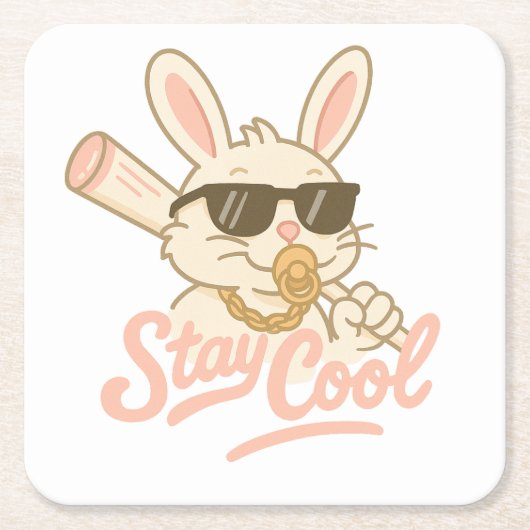 Hip Hop Hare スクエアペーパーコースター (正面)