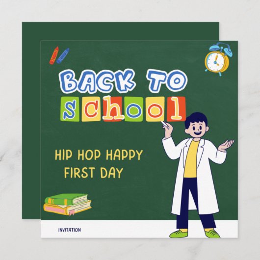 Hip Hop Hooray Happy First Day 招待状 (正面/裏面)