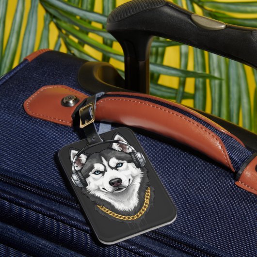 Hip-Hop Husky – Cool Streetwear Dog ラゲッジタグ (正面インサイチュ1)