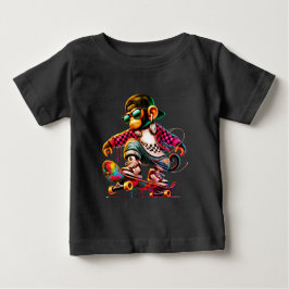 Hip-Hop Monkey on Wheels: Bold Streetwear for Tren ベビーTシャツ