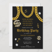 Hip Hop Music Gold Cuban Link Chain 90's Birthday 招待状 (正面)