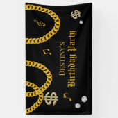 Hip Hop Music Gold Cuban Link Chain 90's Birthday 横断幕 (縦)