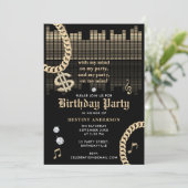 Hip Hop Rap Music Gold Link Chain 90's Birthday 招待状 (スタンド正面)