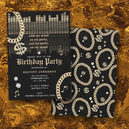 Hip Hop Rap Music Gold Link Chain 90's Birthday 招待状