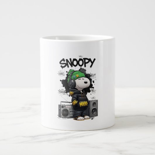 Hip-Hop Snoopy Urban Street Art Illustration ジャンボコーヒーマグカップ (正面)