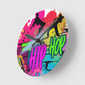 Hip-Hop Street Art ラウンド壁時計 (傾斜)