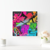  Hip-Hop Street Art – Vibrant Urban Energy スクエア壁時計 (ホーム)