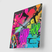  Hip-Hop Street Art – Vibrant Urban Energy スクエア壁時計 (傾斜)