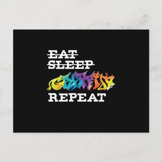 Hip Hop Typographic Mural Graffiti Art Eat Sleep G ポストカード (正面)