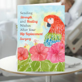Hip Surgery Healing Scarlet Macaws, Hibiscus カード