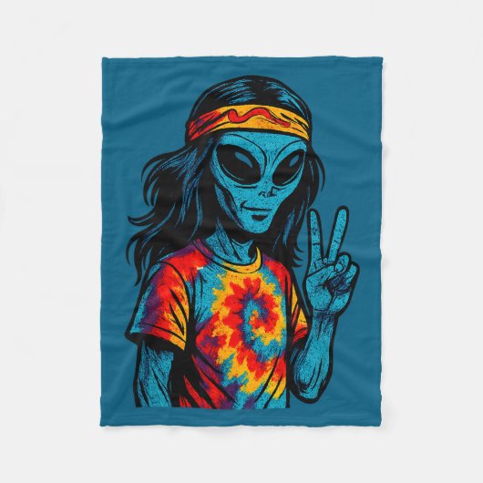 Hipe Alien Tie-dye Design  フリースブランケット (正面)
