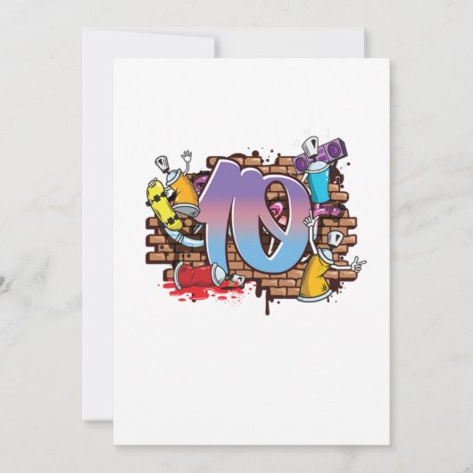 Hiphop Dancer Graffiti Artist Typography 10th Birt 招待状 (正面)