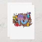 Hiphop Dancer Graffiti Artist Typography 10th Birt 招待状 (正面/裏面)