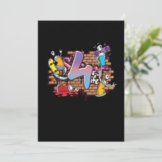 Hiphop Dancer Graffiti Artist Typography 4th Birth 招待状 (スタンド正面)