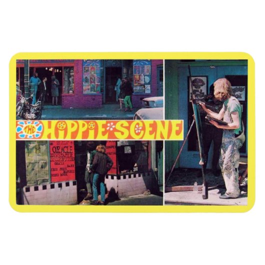 Hippieシーンヴィンテージ葉書 マグネット (横)
