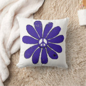 HIppieピースサインフラワーパープル動揺してルック クッション (ブランケット)