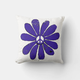 HIppieピースサインフラワーパープル動揺してルック クッション
