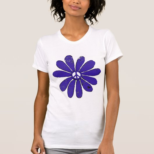 HIppieピースサインフラワーパープル動揺してルック Tシャツ (正面)