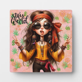 Hippie予測できな Chic Tabletopプ風変わりラーク（イーゼル付） フォトプラーク