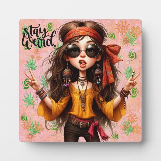 Hippie予測できな Chic Tabletopプ風変わりラーク（イーゼル付） フォトプラーク (正面)