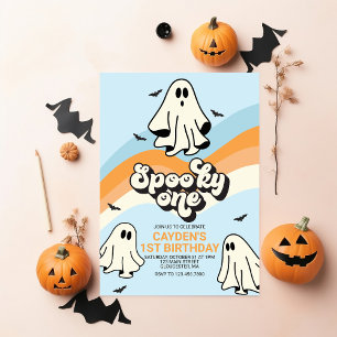 HIPPIE ゴースト レトロ ハロウィン スプーキー ワン ブルー 招待状
