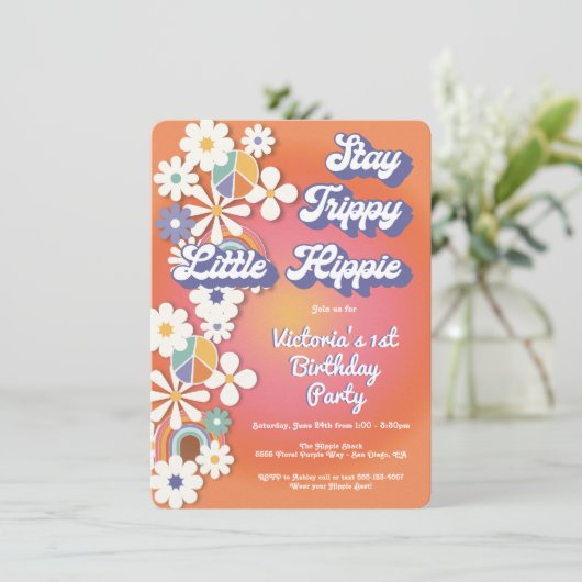 Hippie 1960の1970の平和の愛とパーティー誕生日I 招待状 (スタンド正面)