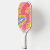 Hippie 70sスタイル波形パターモダンンカスタム文字名 ピックルボールラケット (左)