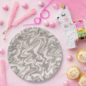 Hippie 70s灰色の大理石液体スワールBohoパターン ペーパープレート (パーティー)