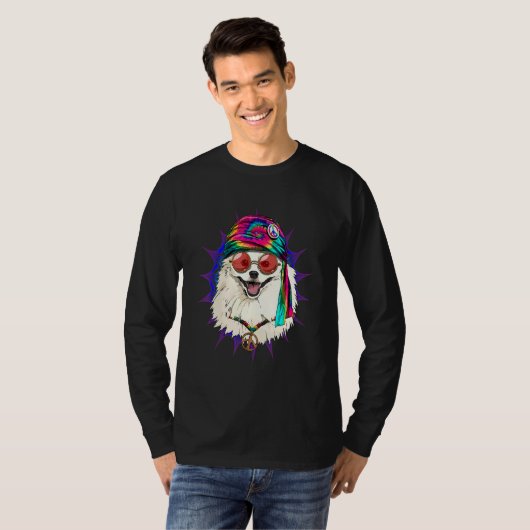 Hippie American Eskimo Tie Dye Peace Sign Psychede Tシャツ (正面フル)