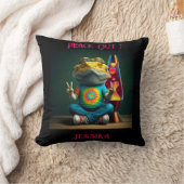 Hippie Bearded Dragon Peace Retro Custom  クッション (ブランケット)