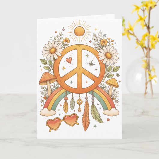 Hippie Bohemian Vibes Blank Art Card カード (黄色い花)