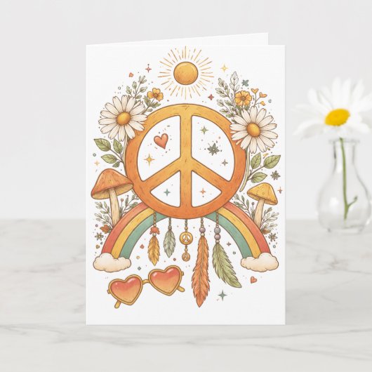 Hippie Bohemian Vibes Blank Art Card カード (小さな植物)