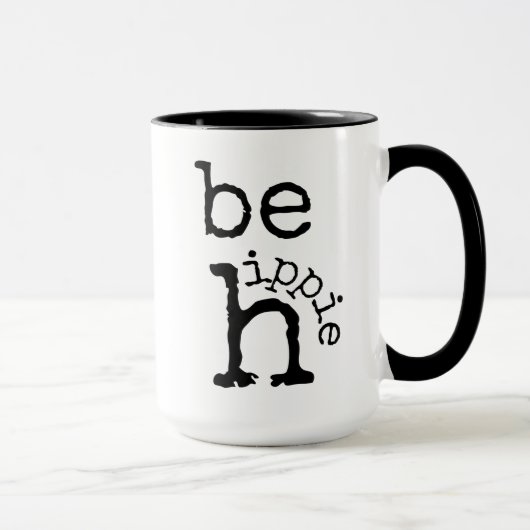 Hippie, Boho,白黒,コーヒーマグ マグカップ (右)