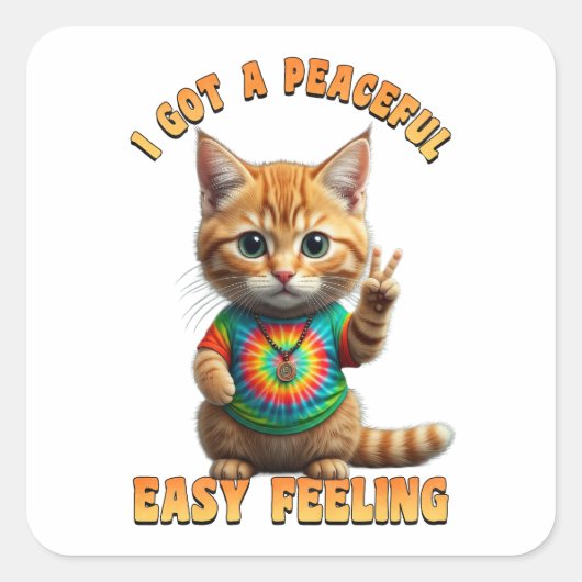 Hippie Boho Peaceful Easy Feeling Rabbit Bunny  スクエアシール (正面)