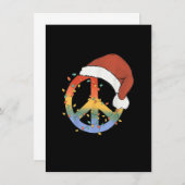 Hippie Christmas Peace Sign Happy Holidays Xmas Li 招待状 (正面/裏面)